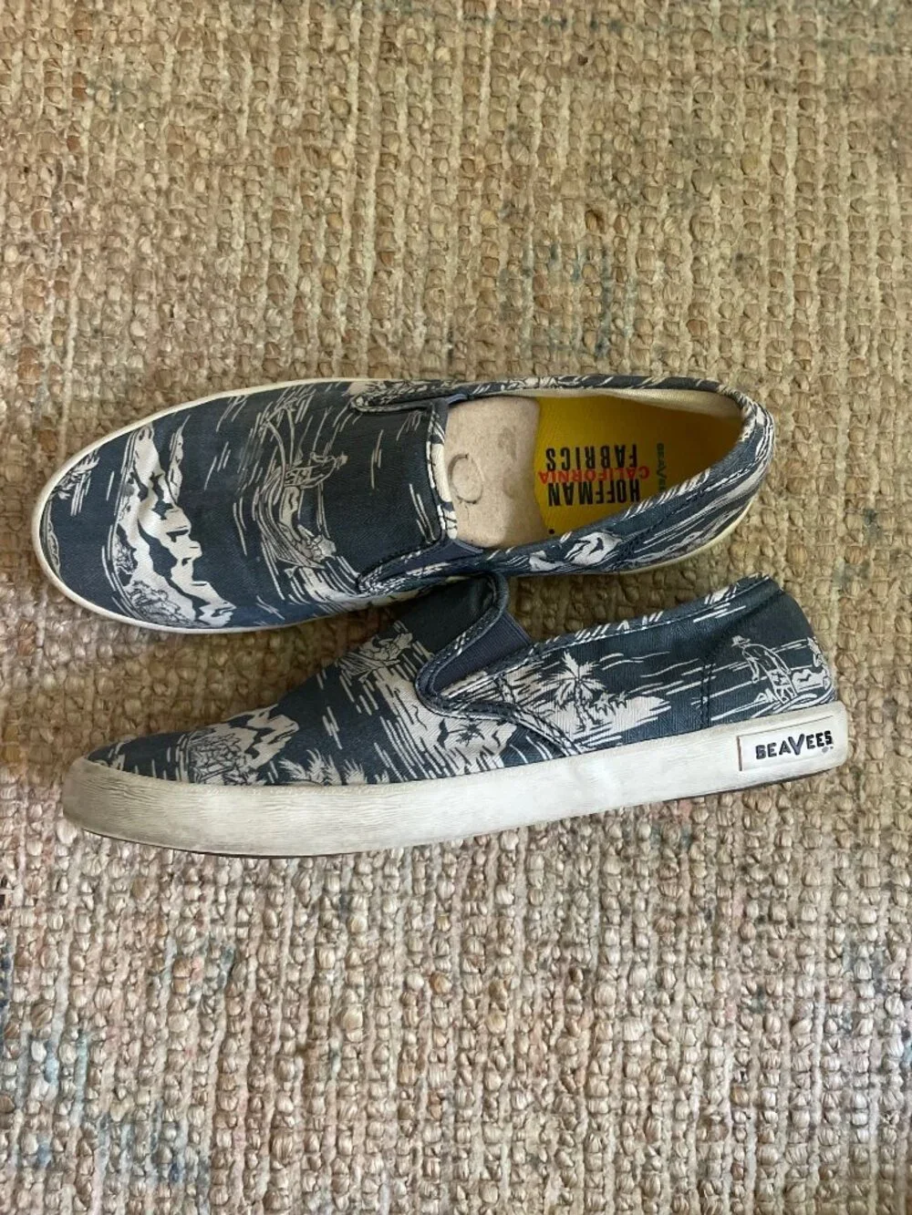 SeaVees Men's Baja Slip-on Beachcomber Navy Ocean Palm 9.5M